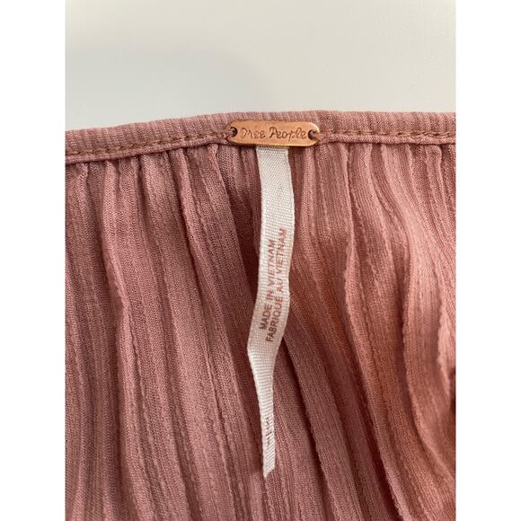 Free People Size S Can't Help It Mini Dress Pink V-Neck Tiered Skirt Bell Sleeve - Picture 4 of 8